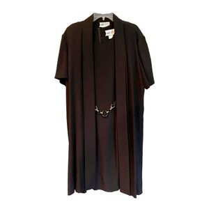 S.L. FASHIONS, VINTAGE, CLASSY BLACK DRESS WITH SHORT SLEEVE COAT. SIZE 18